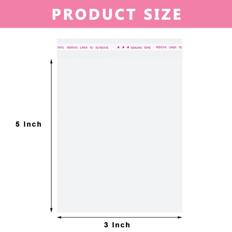 Morepack Self Sealing Cellophane Bags,3x5 Inches 200 Pcs Clear Cookie Bags Resealable Cellophane Bag for Packaging Cookies,Favors, Products,Candy - Image 2